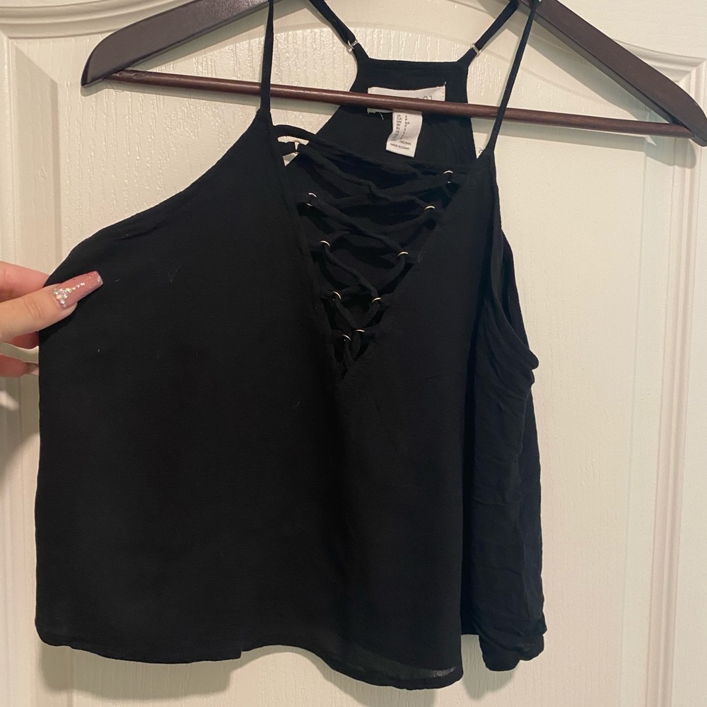 Black strappy tank top